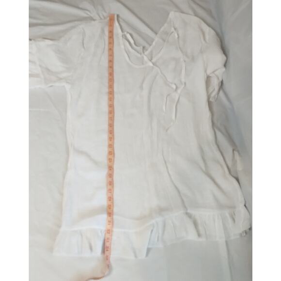 Ekouaer Swimsuit Coverup Women's Size XL White Ruffles V-neck Tie Back Sheer - Picture 7 of 7